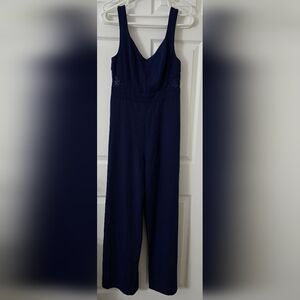 Alya Women's Navy Sleeveless Jumpsuit With Lace Detail - Small